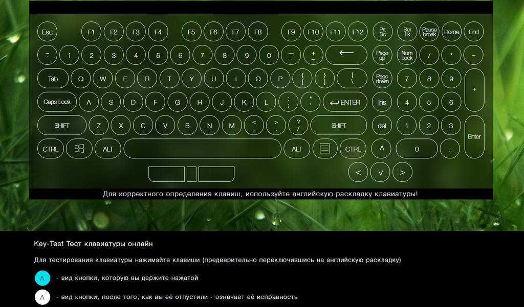 Тест клавиатуры программы. Key Test клавиатуры.