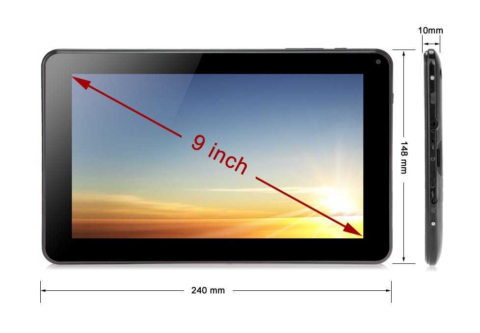 Размеры экранов планшетов в дюймах и сантиметрах