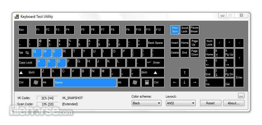 Тестирование работоспособности клавиатуры (диагностика с помощью keyboard test utility)